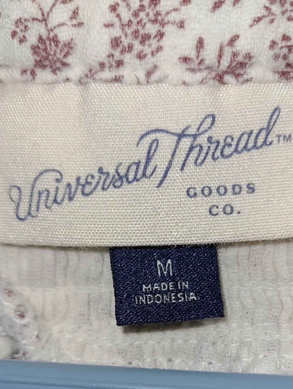 Universal Thread Cream and Burgundy Floral triple tie front Peasant Blouse
